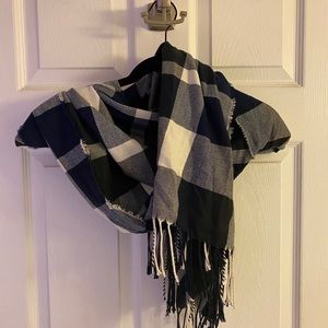 Plush Navy Plaid Scarf